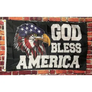 God Bless America Flag  Religion Faith Church Jesus America Freedom Man Cave Political Sign Poster Banner 3x5'