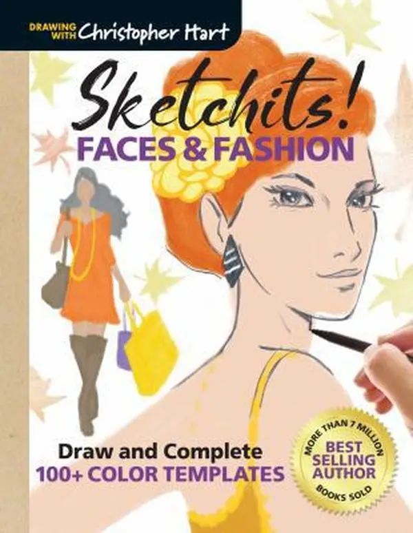 USED Book - Sketchits! Faces & Fashion: Draw and Complete 100+ Color Templates by Hart, Christopher (Paperback) - english