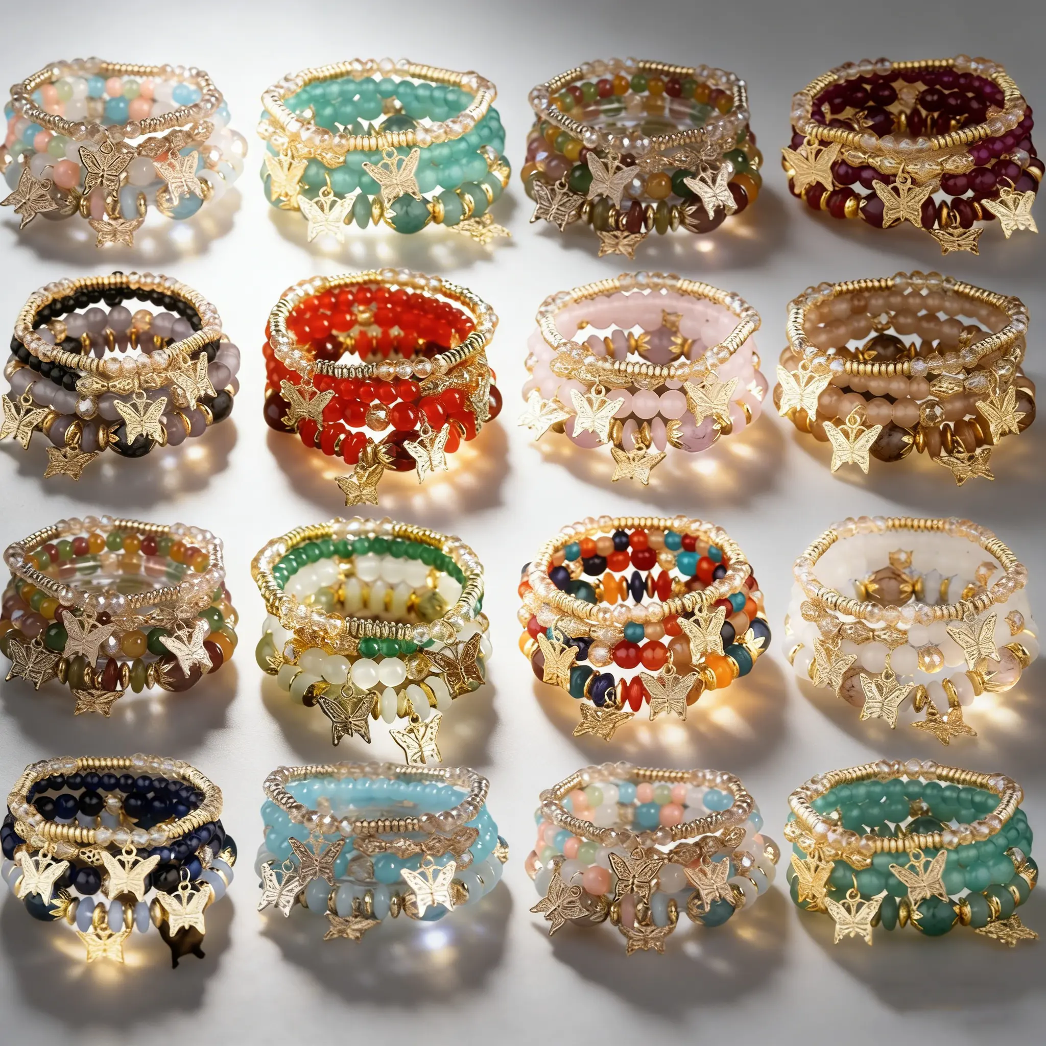 Women's 22pcs Bohemian Mixed Multi-Layer Bead Decorated Bracelet Jewelry - Assorted Mixed Bracelets & Bangles, Multi-Color Glass Beads, Golden Star, Butterfly Detail | Stackable, Ideal for Daily Wear, Festival Accessory, Bead Decorated Bracelets & Bangles