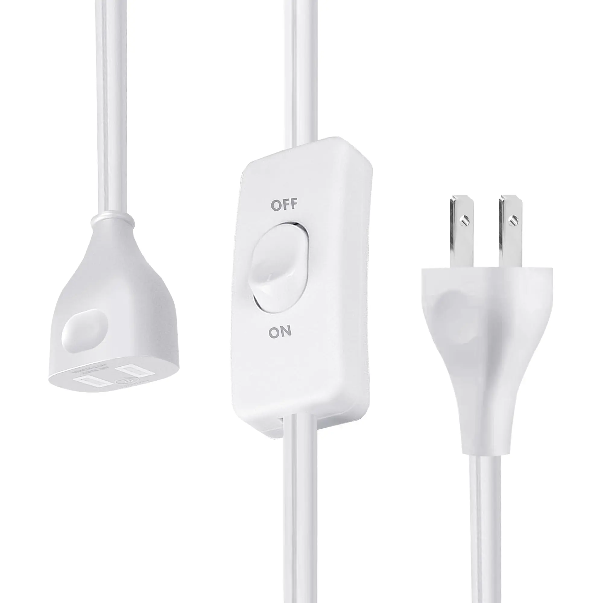 [UL Listed]White Extension Cord with Switch On/Off,  6FT Indoor Power Cord, 2 Prong Polarized Plug,  120V 150W Insulated & Flame Retardant, UL Listed