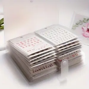 Nail Sticker Storage Book, Decorative 1 Count 80/120/160 Slot Nail Art Sticker Collection Book, Nail Tool Organizer Display Notebook