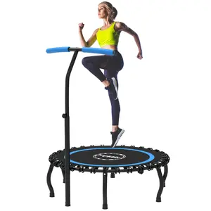 Yorin Adult 40" 48" 50"  Foldable blue  MIni Trampoline Indoor Sports Fitness Workout Trampoline Foldable Round Trampoline Stable Quiet Workout Trampoline Workout Equipment Adjustable Three Heights Jumping Stretch Trampoline Exercise Rebounder for Adults