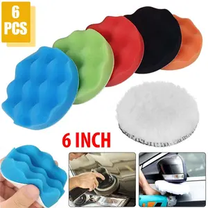 6pcs 6 Inch Car Buffing Pads Polishing for Drill Sponge Kit Waxing Foam Polisher