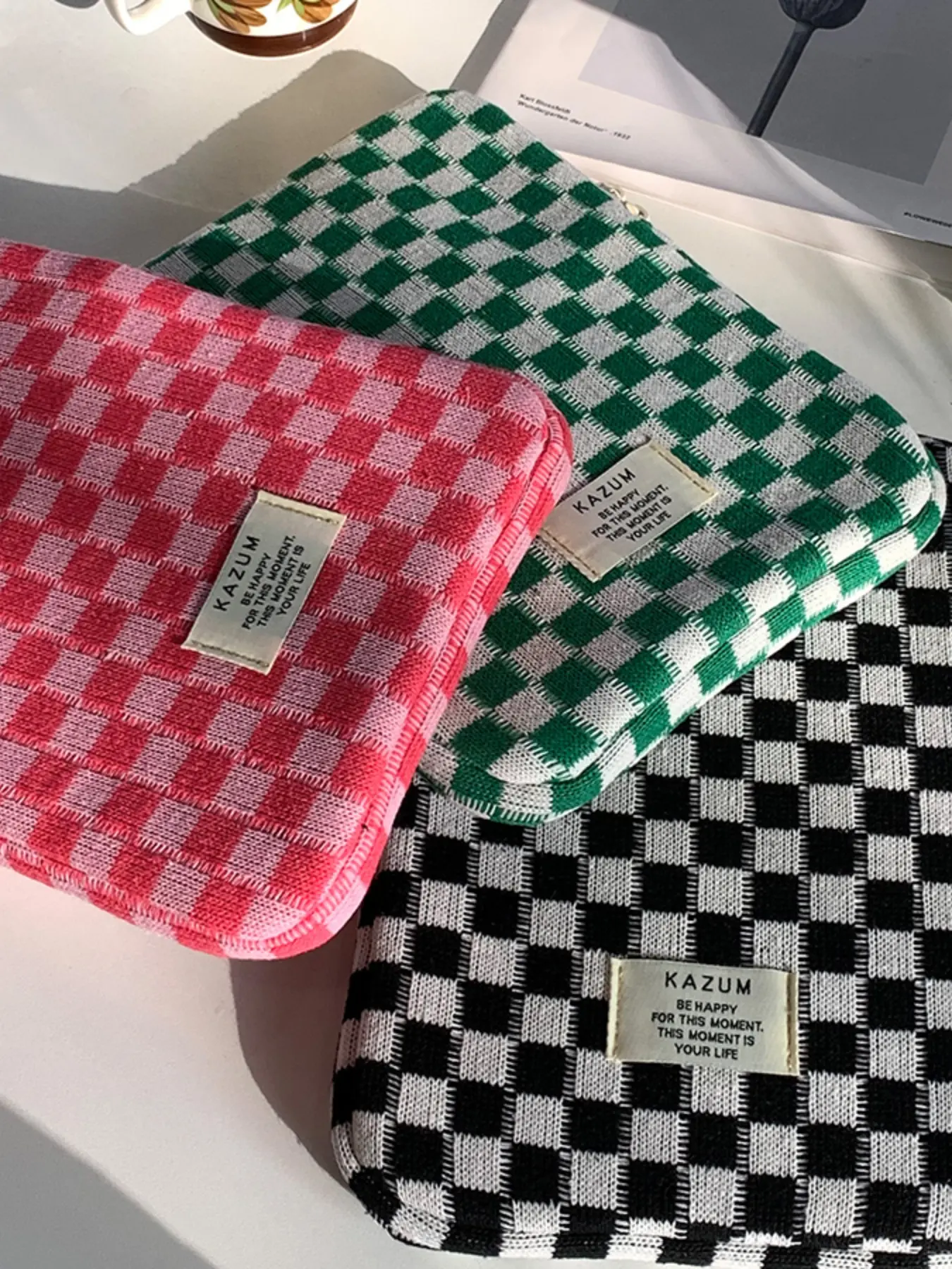 1PC ins Checkerboard Grid iPad Storage Bag 11 inch Inner Tank Bag 13-15 inch Laptop Bag Laptop Purse Laptop Sleeve Computer Bags