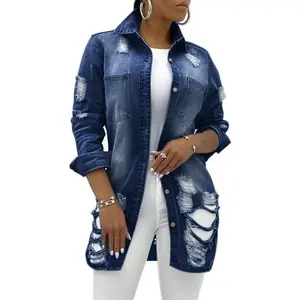 Women’s Casual Collar Slim Fit Long Sleeve Denim Jacket Windbreaker GARMENTARY