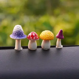 4pcs simulation color mushroom car decoration ornaments, lovely car interior ornaments, can be used for office desktop decoration, Christmas decoration ornaments.