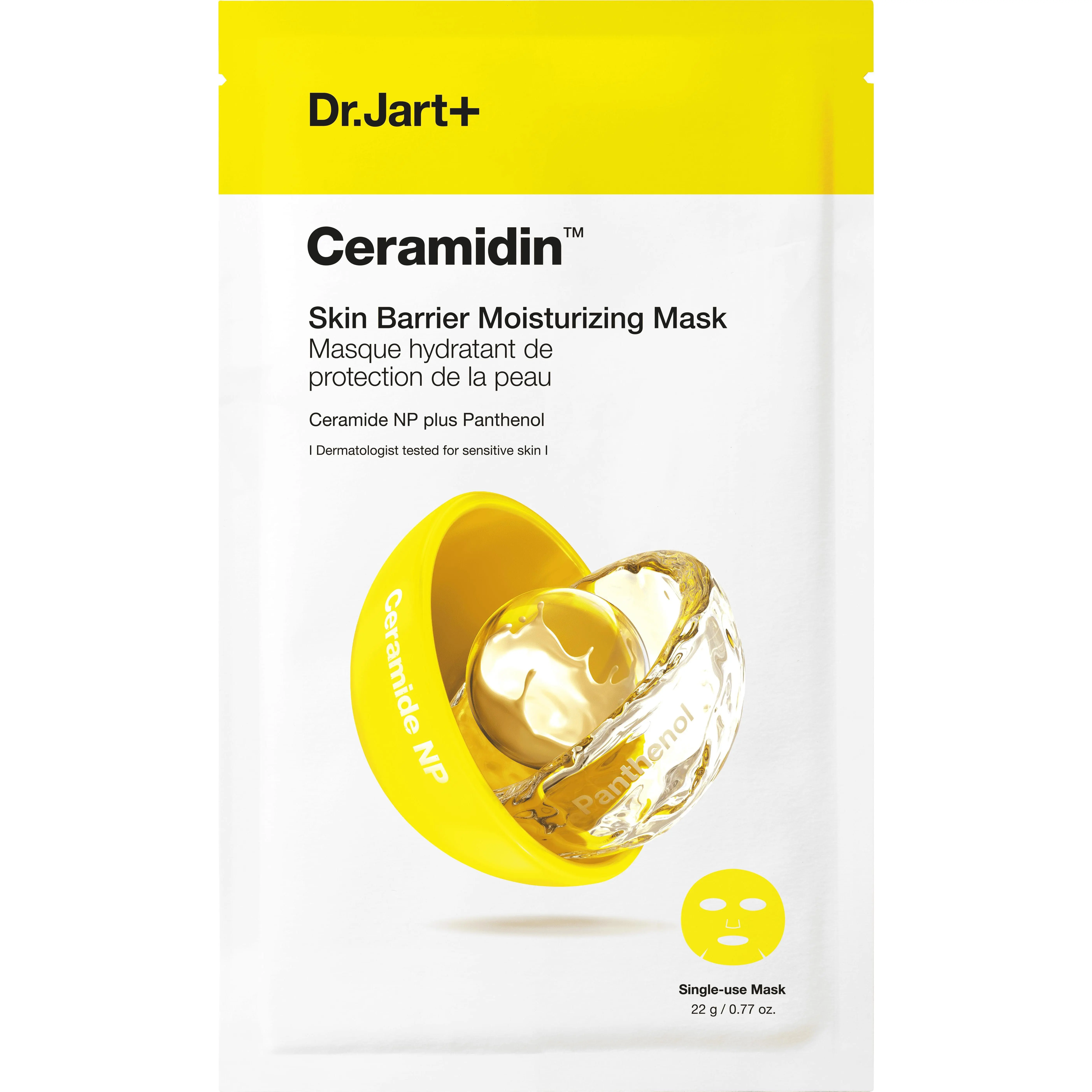Dr.Jart+ Ceramidin Skin Barrier Moisturizing Korean Face Mask with Ceramides | Hydrating Sheet Mask for Dry Skin Relief | Moisture Face Mask | Barrier Strength | Derm Tested