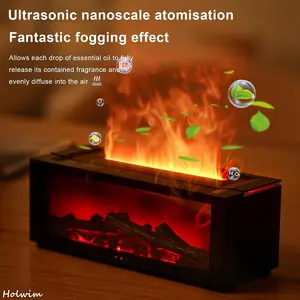 Flame Essential Oil Diffuser, 3D Flame Fireplace Aromatherapy Machine Colorful Humidifier with Remote Control, Fireplace Flame Diffuser Mist Mode Humidifier for Bedroom Home Office Humidifier Scent