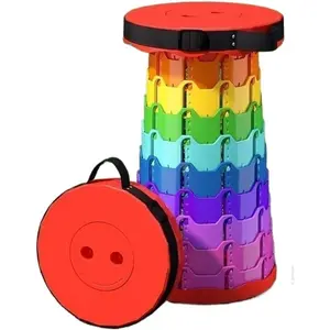 Retractable Folding Stool Suitable for Camping Garden Fishing Hiking Barbecue, Adjustable Folding Stool Maximum Load Capacity 400 Lbs