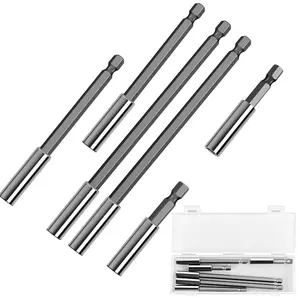 2.4/4/6 Drill Bit Holder with 6- Drill Extension Set, 1/4 Hex  Bit Holder, Quick-Change CR-V Steel Drill Bit Extender for  Bits, Nuts, and Sockets