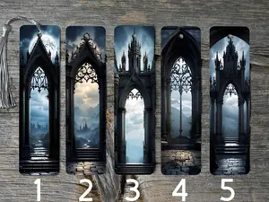 Gothic Themed Metal Bookmarks with High Gloss Finish, Single-Sided Sea Entry Art Print, Tassels Included, Unique Thoughtful Stocking Stuffers for Literature & Art Enthusiasts