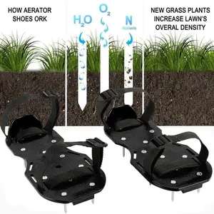 Lawn Aerator Shoes Garden Grass Aerator Nail Shoes with 26 Nails and Adjustable Straps, Effective Lawn Soil Aeration Tool