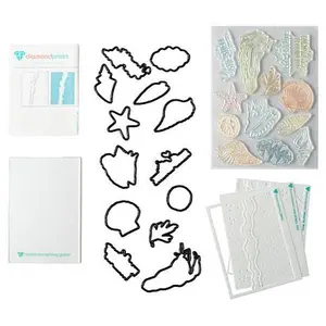 Crafts & Sewing Diamond Press Let's Shell-ebrate Stamp, Die and Stencil Set