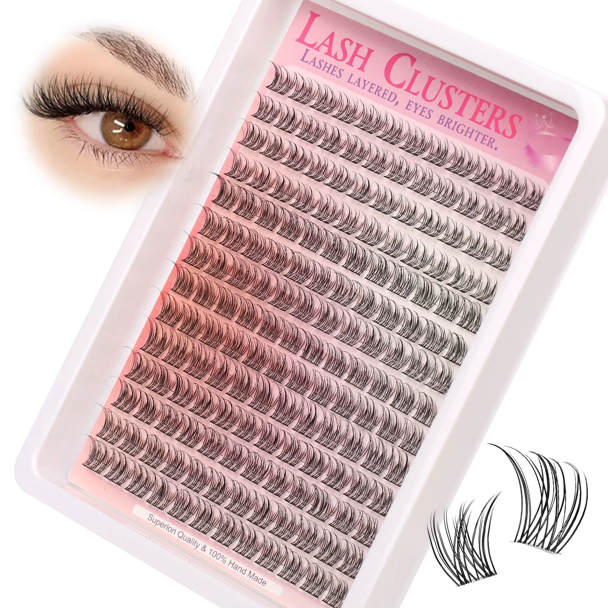 Super Natural Short False Eyelashes 10-12mm, Natural Fit Eye Extension, Premium Fish Tail Fairy Style, Soft D Curved, Easy to Wear, Lashes Clusters, Cluster Eyelash Extensions, High Quality Eyelashes