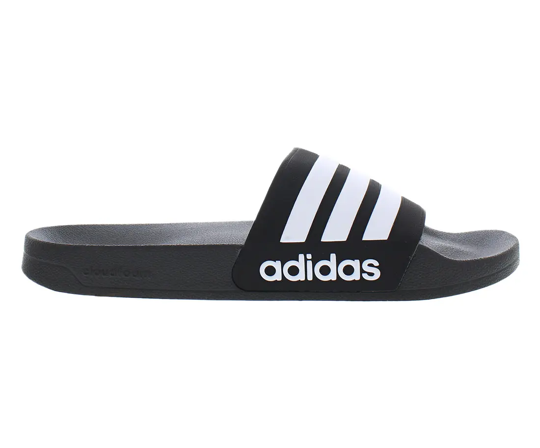 Adidas Men's Flat Slide Sandals, Adilette Shower Style with Striped Upper, Casual Athletic Footwear for the Pool, Slipper, Flat Slide Men's Sandals, Foam Men's Sandals