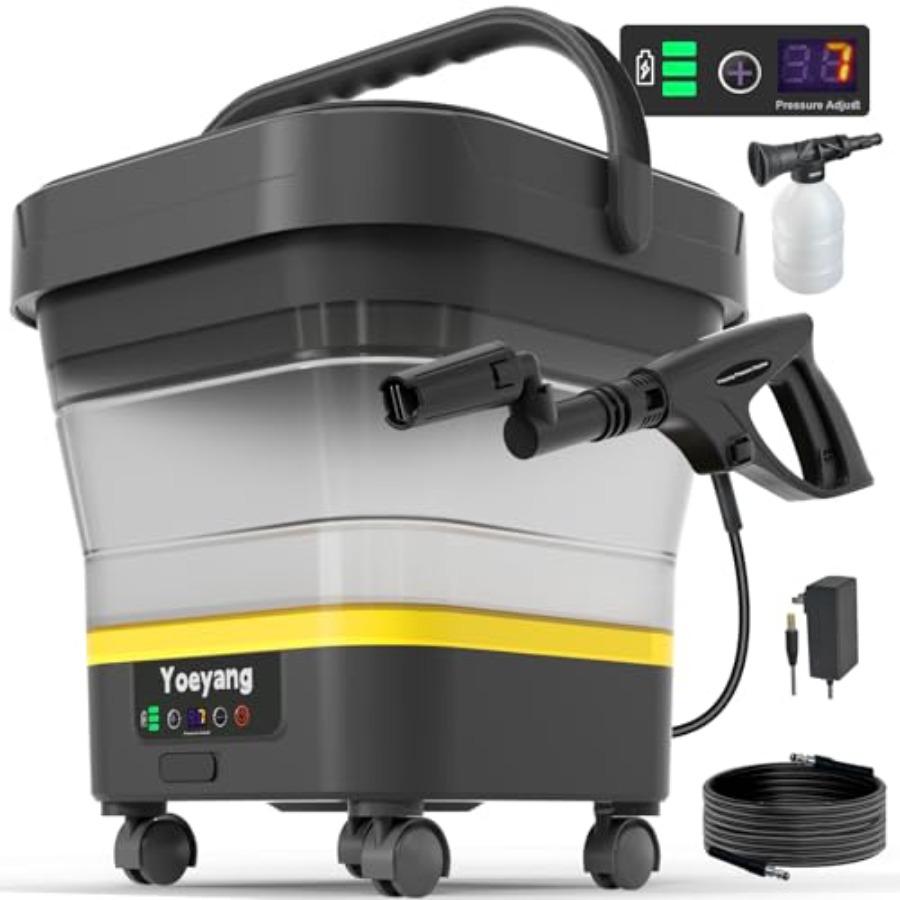 Portable Cordless Pressure Washer with Tank: 1200 PSI Foldable Power Washer 3.4 Gal Tank 7-Level Adjustable Sprayer 360 Nozzle