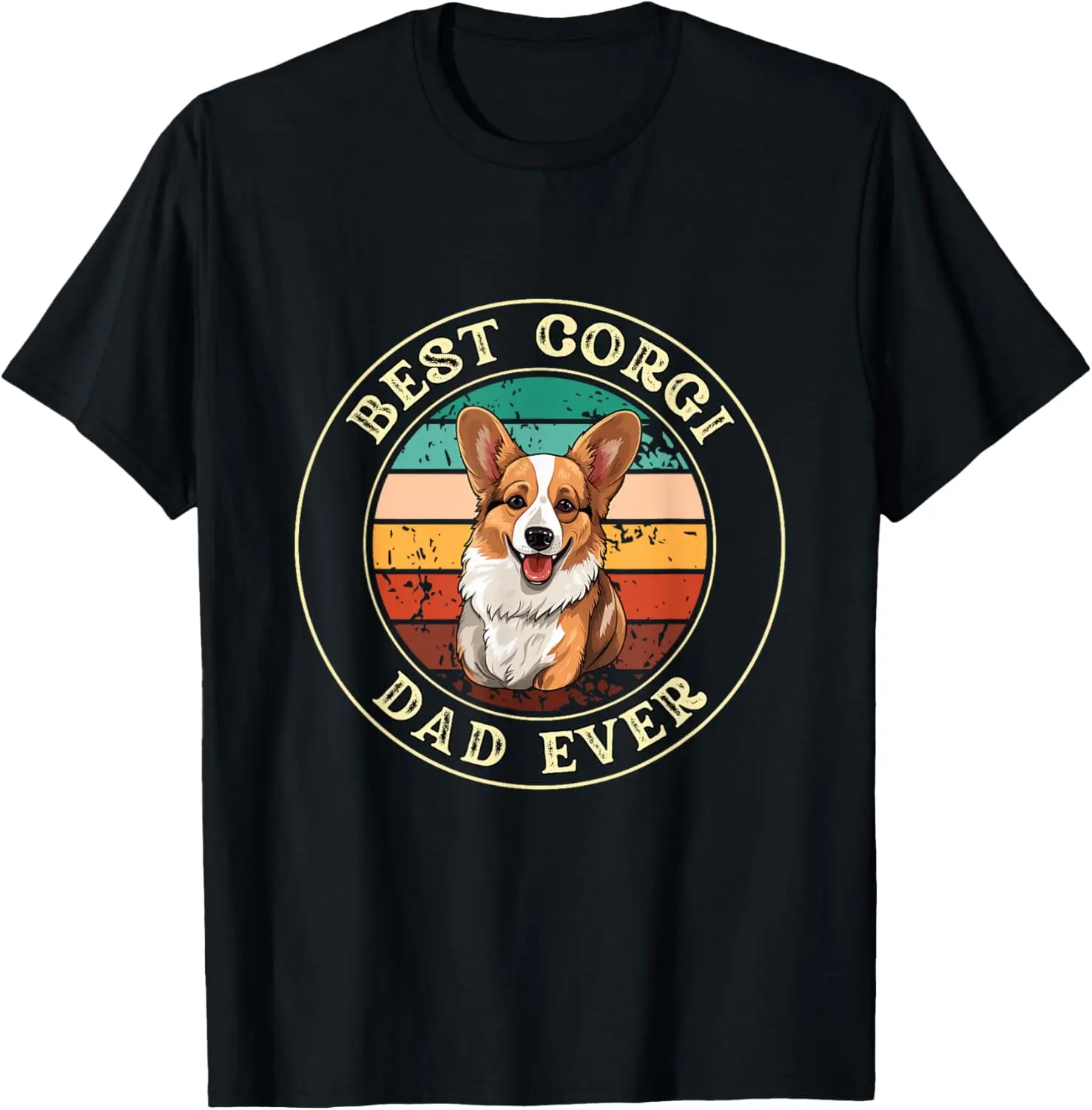 Funny Corgi Dad Gift Idea for Men Summer Casual Shortsleeve Cotton T-Shirt