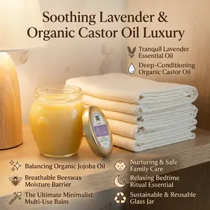 Lavender Multi-Use Balm - Organic Face Moisturizer & All Natural Body Lotion. 6 oz Glass Jar. Beard Balm, Tattoo Aftercare & Eye Makeup Remover. Gentle Eczema Care & Soothing Baby Diaper Rash Cream. Best Petoleum-Free Personal Care for the Whole Family.