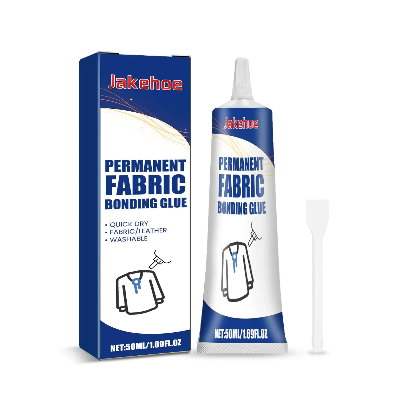 Jakehoe Transparent Waterproof Adhesive Glue, Heat Resistant Washable Denim Fabric Glue, Durable Clothing Repair Glue, Clear Glue