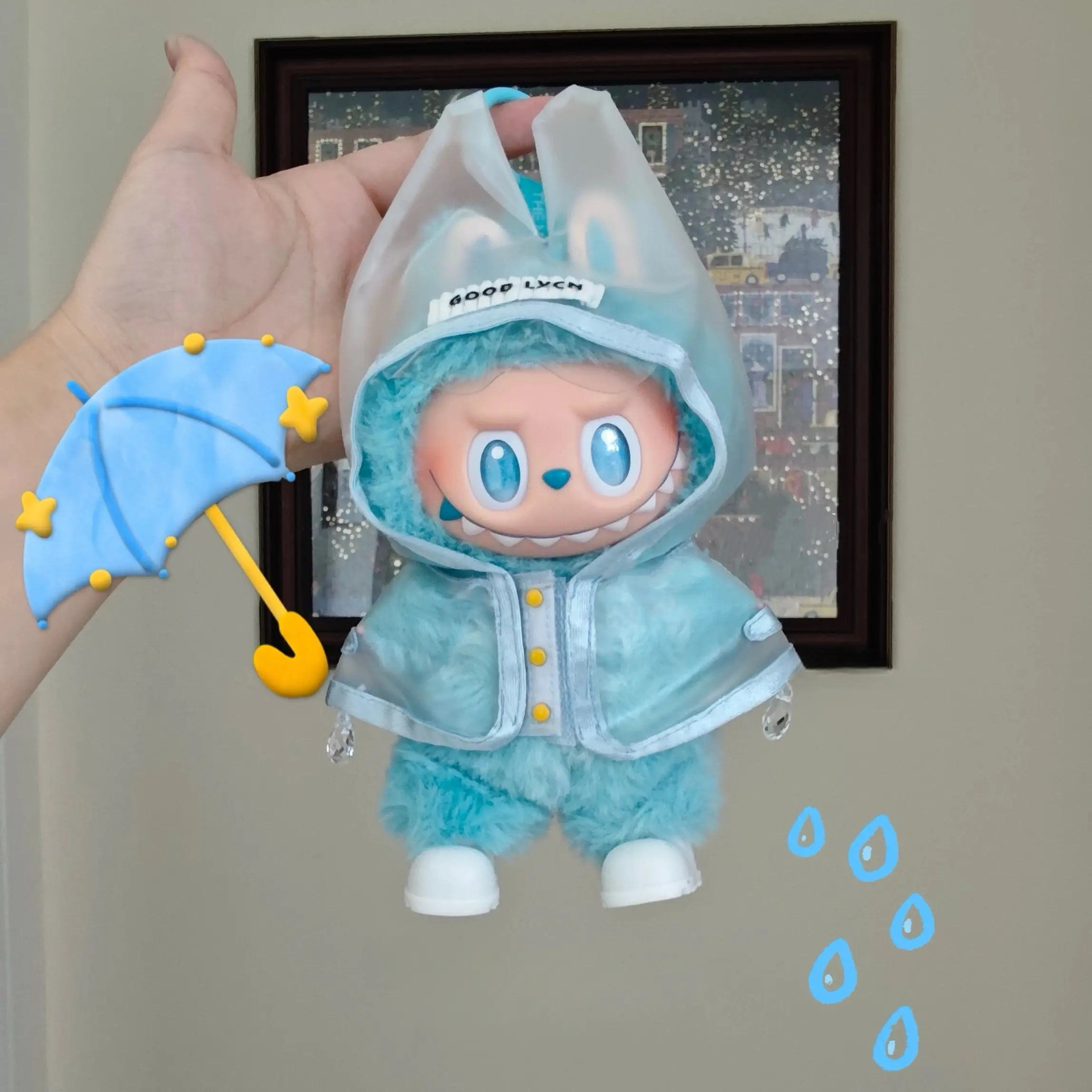 POP MART Labubu Adorable Raincoats & Rainboots for 17 cm/6.7 inches Dolls Perfectly Sized Accessories for Labubu Enthusiasts Rainy Day Fun