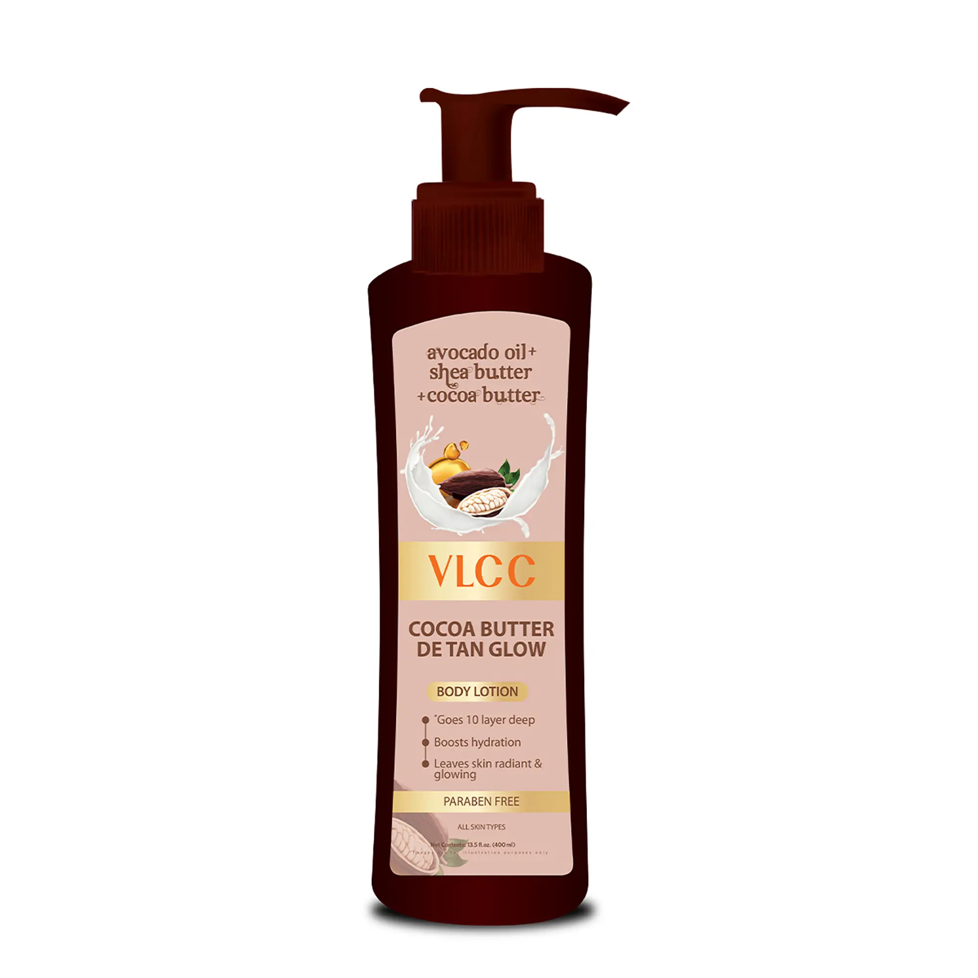 VLCC Cocoa Butter De Tan Body Lotion - Deep Moisturizing Whipped Body Moisturizer Lotion for Women - Hydrating Body Cream with Shea Butter and Avocado Oil - 13.5 oz