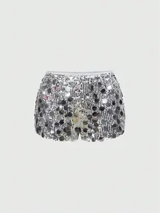 Women's sequin punk mini sexy fashionable ultra-low-rise micro Fitted shorts, suitable for summer beach, graduation ceremonies, Easter concerts, Nashville vacations, music festivals, and other occasions.