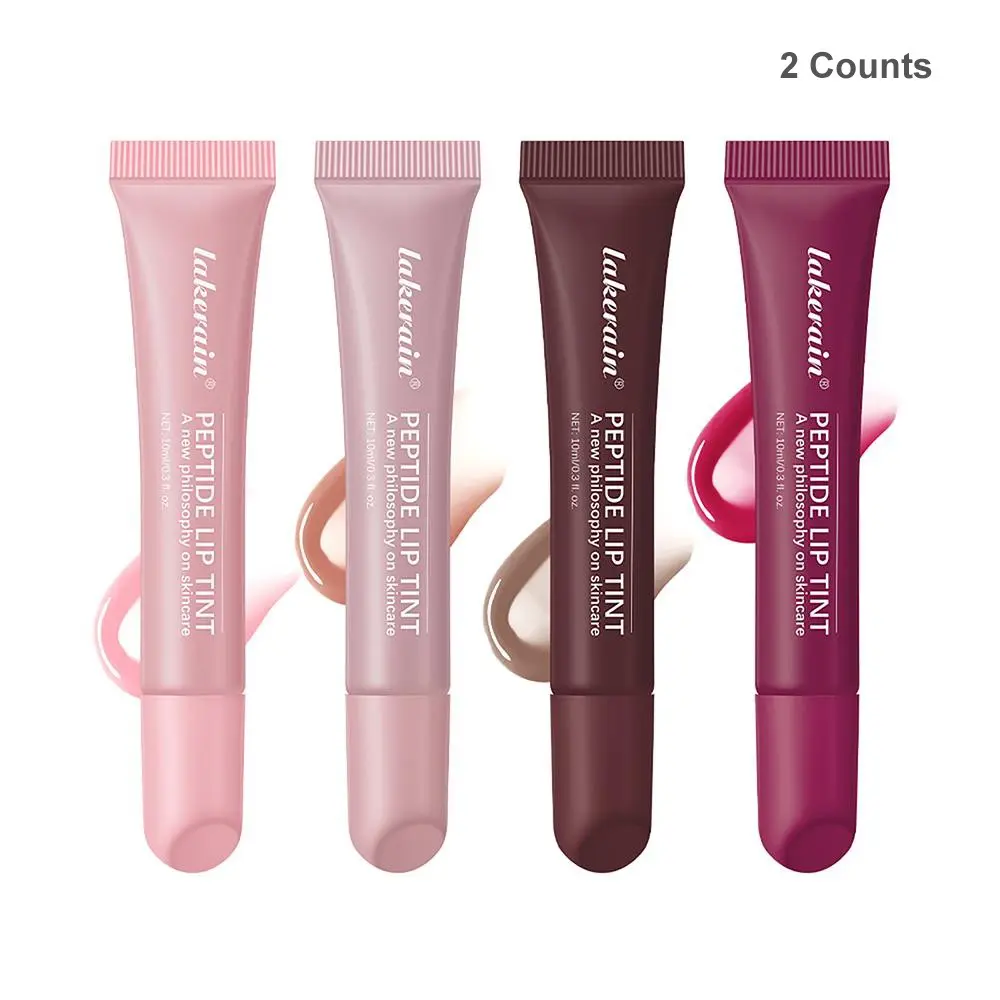 Peptide Lip Tint, 2 Counts/set Hydrating and Nourishing Glossy Lip Gloss, Glam Tint Duo, Moisturizing Lip Gloss, Liquid Plumping Lipstick for Women Makeup, Lip Care, Lip Tint Stain, Lip Moisturizer Gloss, Moisturizing Lip Color, Nourishing Lipgloss