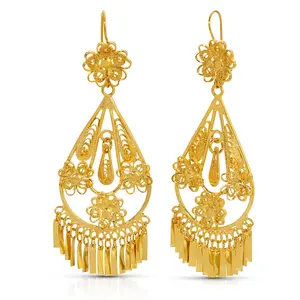 Folklorico Dance Filigree Earrings, Tear Drop with Flowers