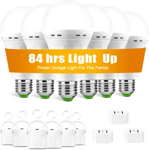 Rechargeable  LED Light Bulbs, Light Up to 84 hrs,  Operated Light Bulb, Self- Light Bulb 1500mAh  Backup Light Bulbs for Home Power Failure (E26 6 Pk Daylight)