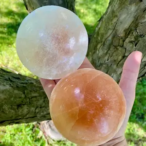 Peach Satin Spar Bowls | Strength and Balance | Selenite