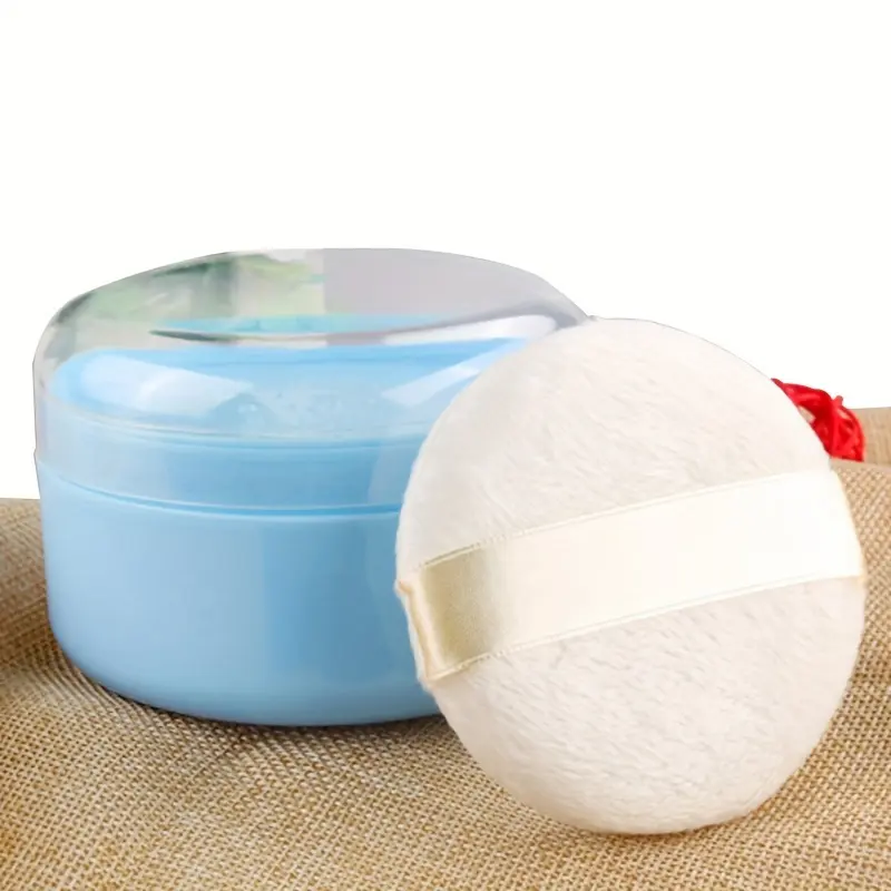 1pc Large Pure Cotton Body Powder Puff and Container with Sifter - - Soft, Unscented, and Gentle on Skin - Perfect for Womens Beach, Travel, and Home Use After-Bath Empty Powder Puffs Case Talcum Powder Box Beauty Puff
