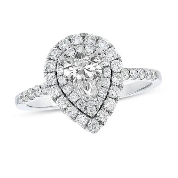 Double Halo Pear Ring