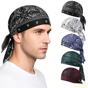 5-Pack Paisley Print Bandana Set | Adjustable Tie-Back Headwraps | Breathable Cycling Skull Caps & Helmet Liners | Unisex Pirate-Style Sports Headwear summervibes,summervibes,summerwins