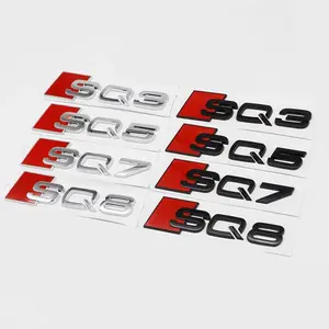 3D Abs Car Trunk Badge Sticker Decal, Compatible with Audi Rs R8 Sq3 Sq5 Sq7 Sq8 Models, Car Logo Decoration Accessory, Automobile Decals