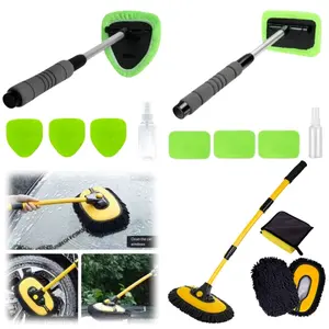 Windshield Cleaning Tool,Car Cleaning Window Tool,Car Window Cleaner Tool,Car Accessories Car Window Cleaner with Unbreakable Extendable Handle and Microfiber Cloth for Auto Glass Wiper Car