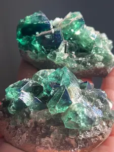 Northern Lights UK Fluorite Clusters with Striking Green Color and Blue Daylight Fluorescence from Diana Maria Mines