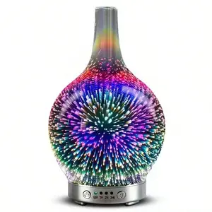 120ml 3D Glass Aromatherapy Lamp, Ultrasonic Silent Essential Oil Diffuser, 7-Color Lamp Adjustable/With Timing/Automatic Closing Humidifier, Suitable For Bedrooms, Living Rooms, Offices