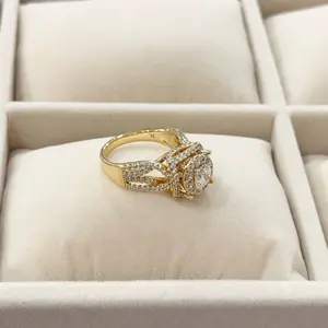 Princess Ring Gold Plated 14k with Elegant Diamond Accents and Secure Fit for Everyday Wear