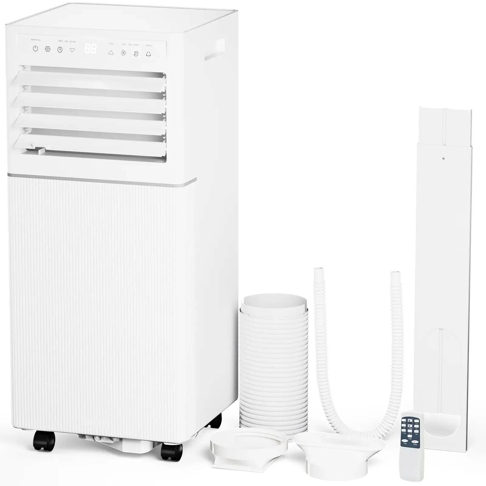 【Deals For You Days】COWSAR 8K/10K BTU Quiet Portable Air Conditioner, 4-IN-1 EasyCool Home AC Unit for Room up to 350 Sq. Ft with Dehumidifier & Fan Function, Remote Control, 24H Timer, Easy Install Kit for Apartment Bedroom, White