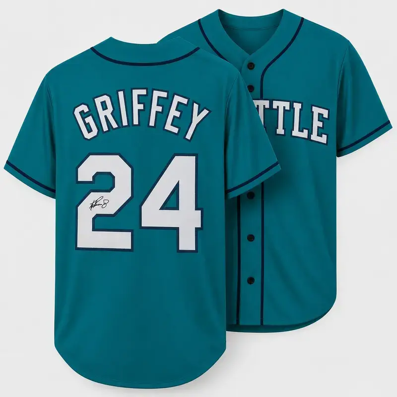 All Over Print Shirt #24 Griffey Auto Baseball Jersey Printed Signature Premium Lightweight Breathable Athleisure Wear Retro Nostalgia Sportswear