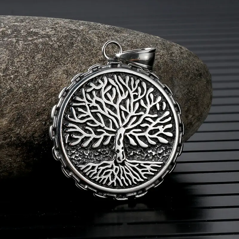 GTHIC Viking Tree Of Life Stainless Steel Necklace for Men Women Daily Wear Statement Jewelry