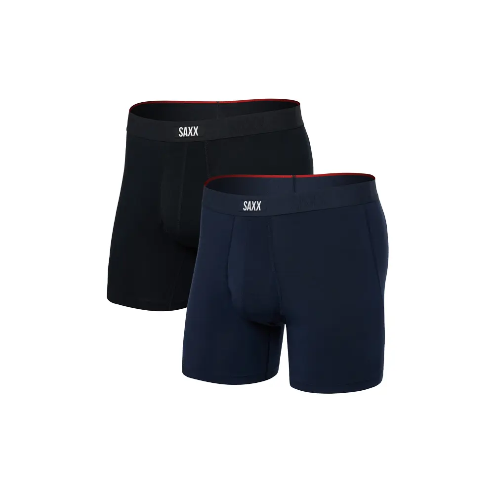 SAXX Mens 2-Pack Vibe Extra Soft Comfort 6 Inch Boxer Briefs Casual Casual - Black, Blue