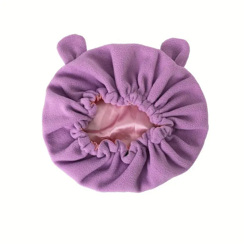 CozyDouble-LayeredDevil'sCornerSleepCap-WarmFleeceAnimalEarsCapwithAdjustableDrawstringHaircareHeatlessLightweight CozyDouble-LayeredDevil'sCornerSleepCap-WarmFleeceAnimalEarsCapwithAdjustableDrawstringHaircareHeatlessLightweight