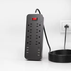 US PLUG 16-in-1 Power Strip with Surge Protection and One-Touch Control Switch Wall-Mountable Extension Cord for Office, Study, Home, and School Use - US Plug, 110V-220V Rectangle Power Supply with Overload Protection