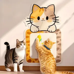 Self-Adhesive Cat Scratcher Board - Wall-Mounted Scratch Pad Protects Furniture, Ultra Durable Sisal Mat with No Shedding (Multi-Surface Stick-On Toy for Sofa/Wall/Doors)