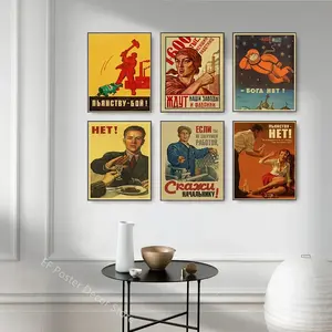 Vintage Stalin USSR CCCP Poster Poster Aesthetic Prints and Posters Wall Art Retro Painting Home Room Cafe Club Dorm Wall Decor