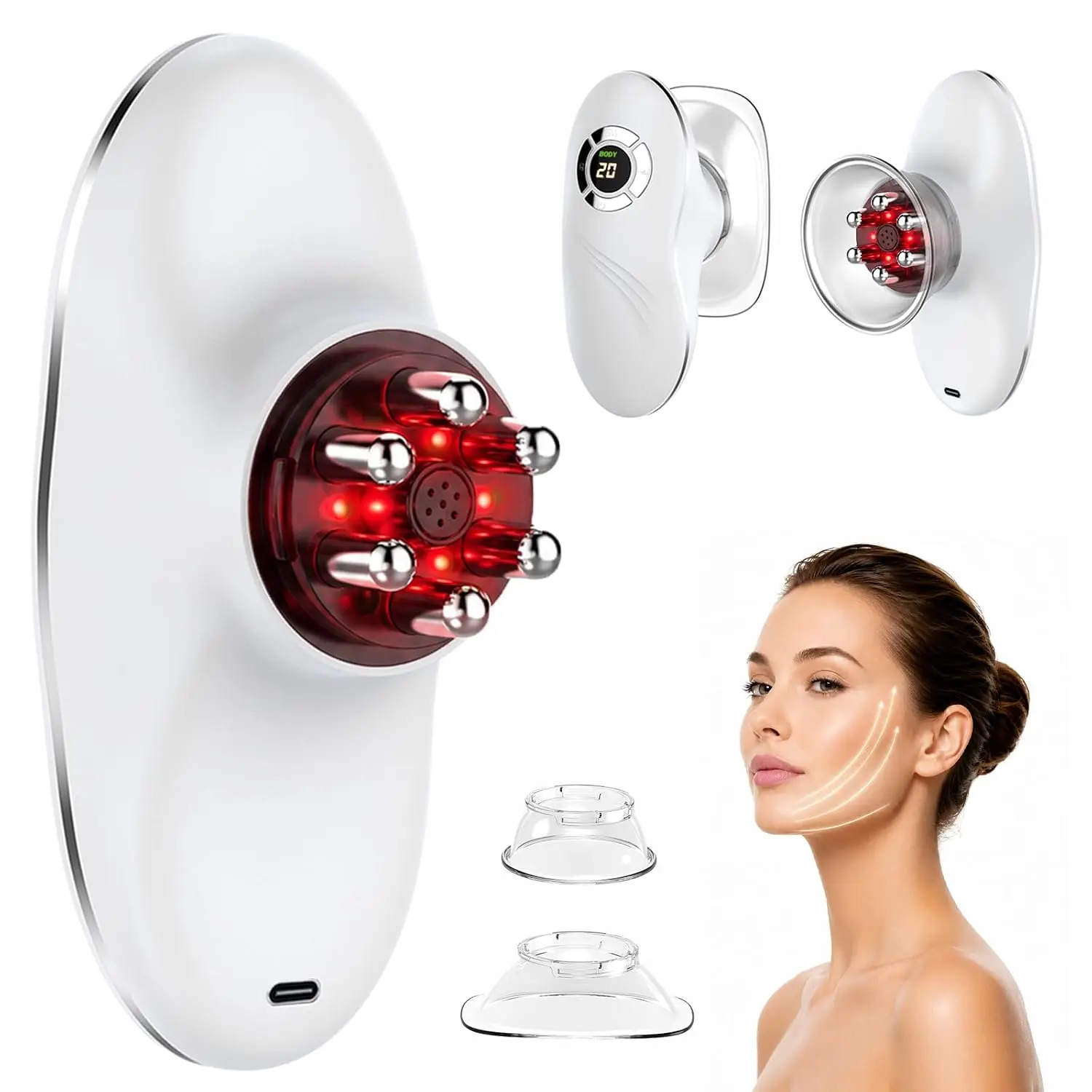 Cordless Electric Cupping Massager - Single Unit Daily Relaxing Face & Body Care Tool with Heat, Adjustable Suction, Gua Sha Function for Home Beauty Routine,back to school,back to school haul
