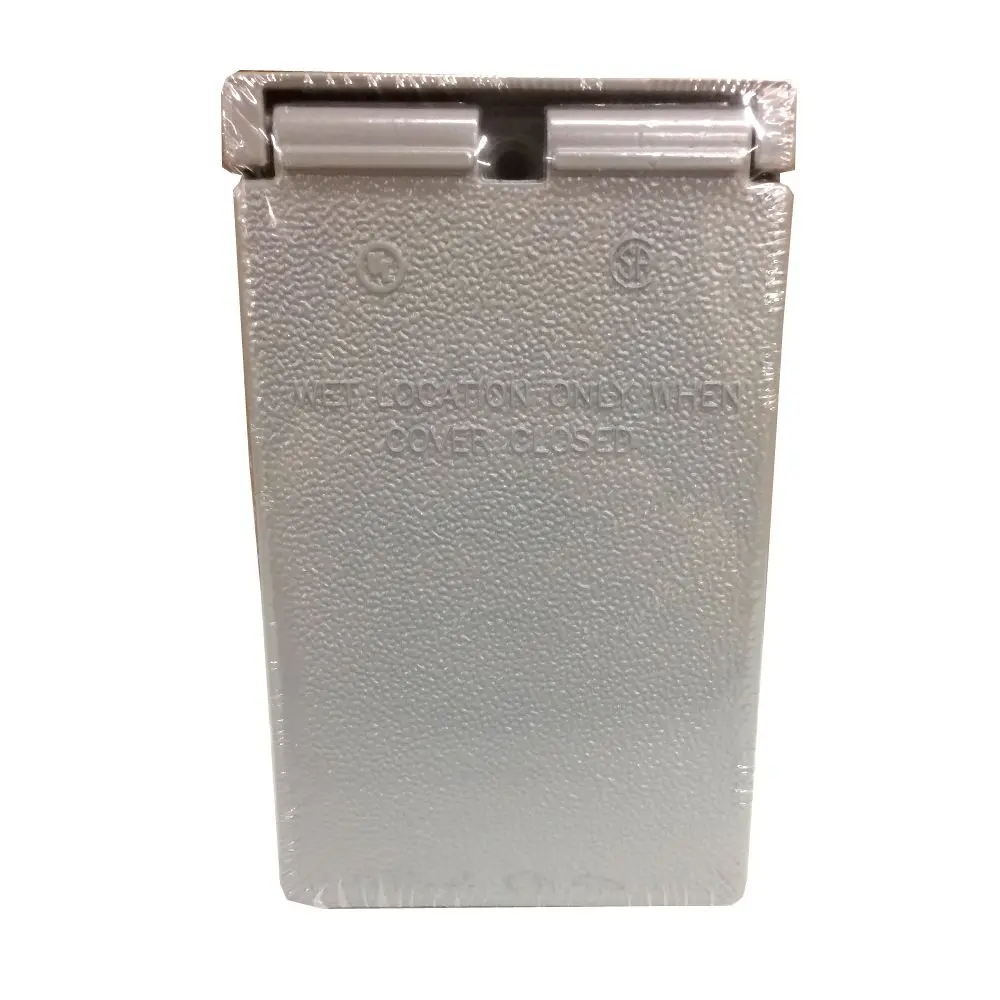 212 MAIN 1-Gang Vertical Weatherproof Outlet Cover, Die-Cast Metal Self-Closing Enclosure for GFCI Receptacles & GFCI Devices, Powder-Coated Gray Finish, Weatherproof Cover, Screws, Gasket, Low Voltage Lighting, Rectangle, Water-Resistant, Outdoor, Single