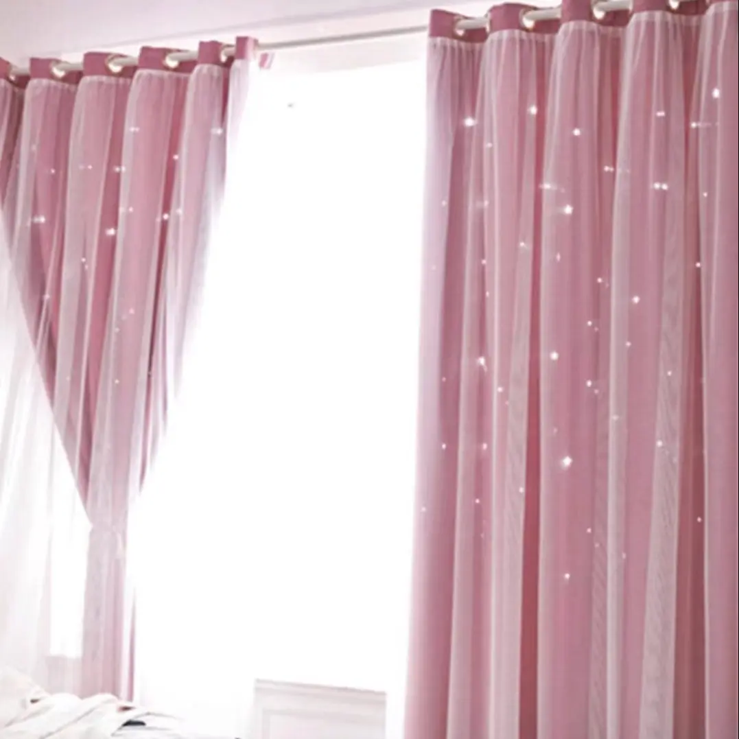 1pc Curtains With Small Star Pattern Perfect For Living Room And Bedroom , Room Darkening Curtains, Great For Festive Decorations And Cute Princess Style Design, Home Decorative Curtain, Window Curtain, Window Drapes