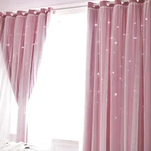 1pc Curtains With Small Star Pattern Perfect For Living Room And Bedroom , Room Darkening Curtains, Great For Festive Decorations And Cute Princess Style Design, Home Decorative Curtain, Window Curtain, Window Drapes